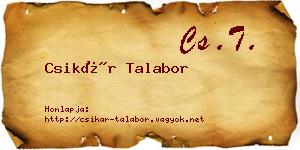 Csikár Talabor névjegykártya